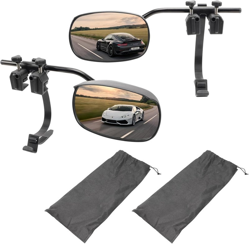 NOVCAPAR Universal Clip on Towing Mirrors Extensions for Towing, Side Mirror Extenders for Towing with RainProof, Convex Rearview Mirror, Tow Mirrors for Car Truck Trailer RV SUV, 2 Pack - Image 1